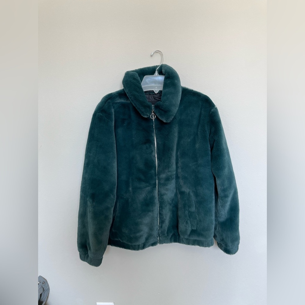 Soft Teal Green Hollister Zip Up Bomber Jacket NWOT Size Medium